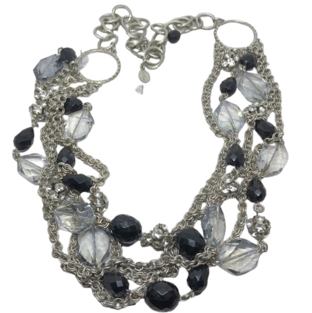 𝅺WHBM chunky big dressy trendy statement chain and beads necklace multi layer.